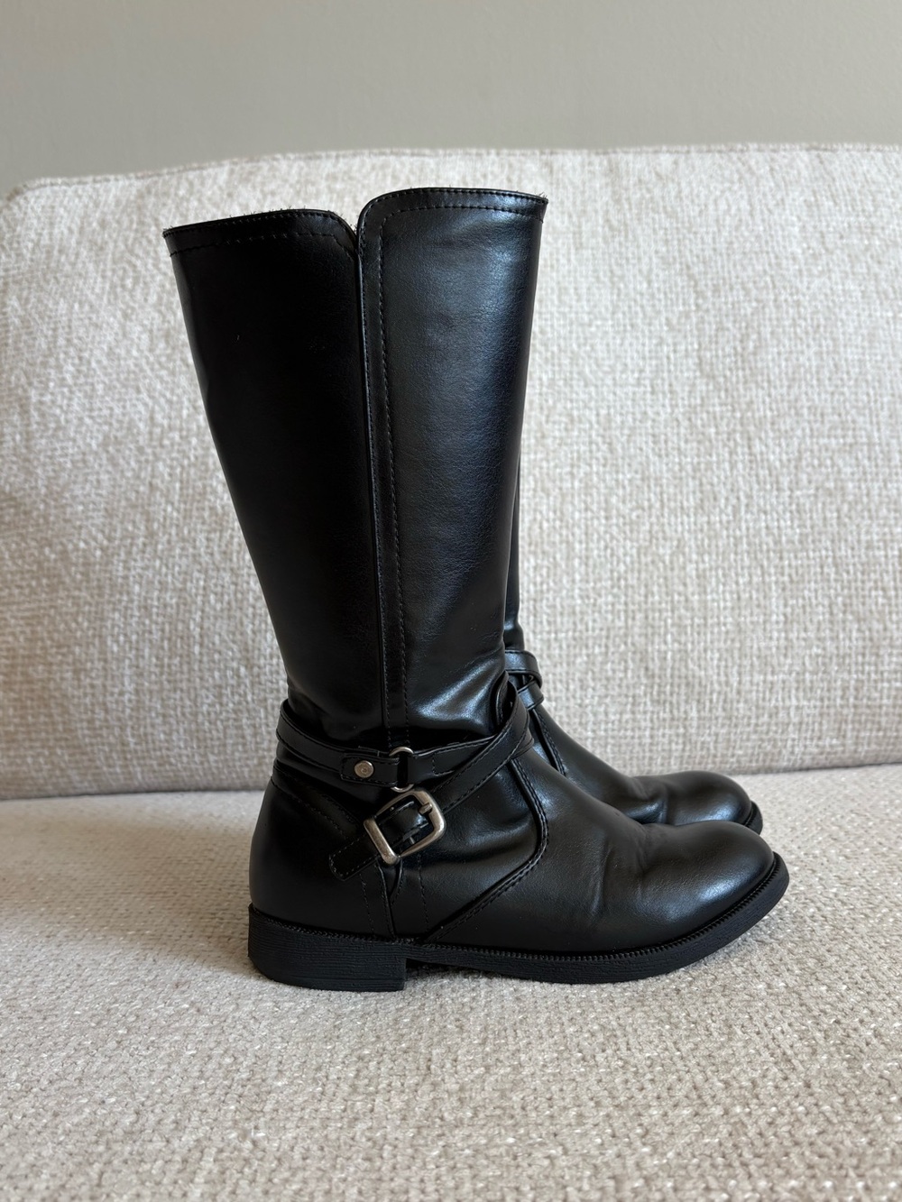 Kelly & Katie Kids’ Classic Black Leather Mid-Calf Boots